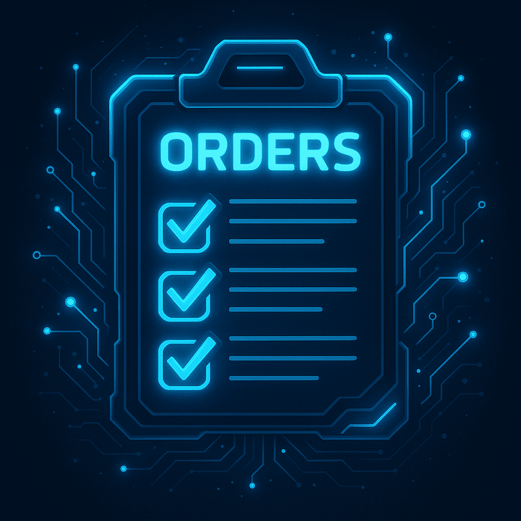 20251002_1211_Futuristic Order Icon_simple_compose_01k6jtz382enbtavzhnheyhgwa