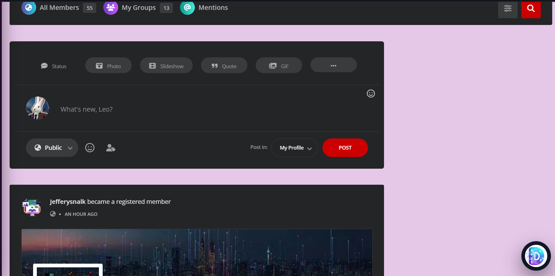 Custom Activity Feed Product Interface