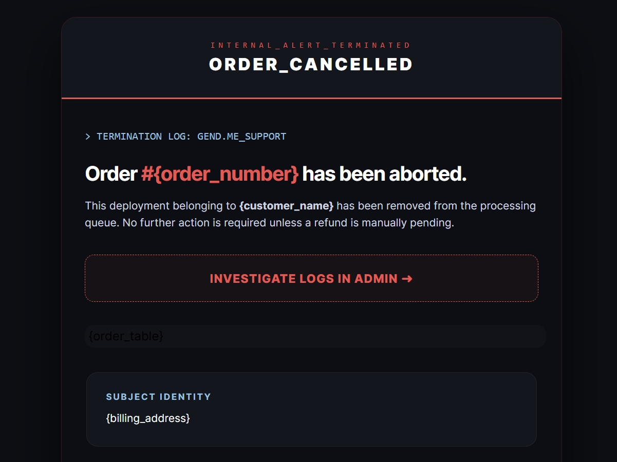 Admin Cancellation Alert Interface