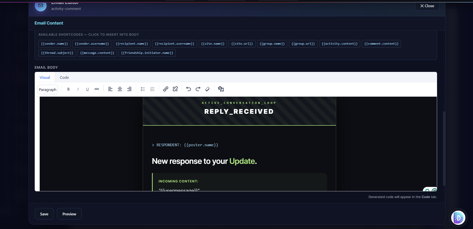 Direct Post Comment Interface
