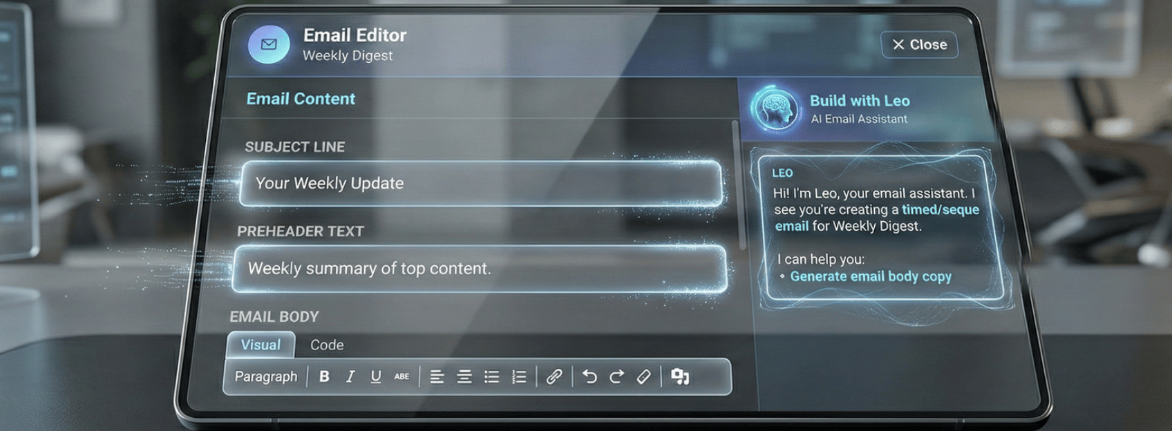 LEO AI Email Creative Interface