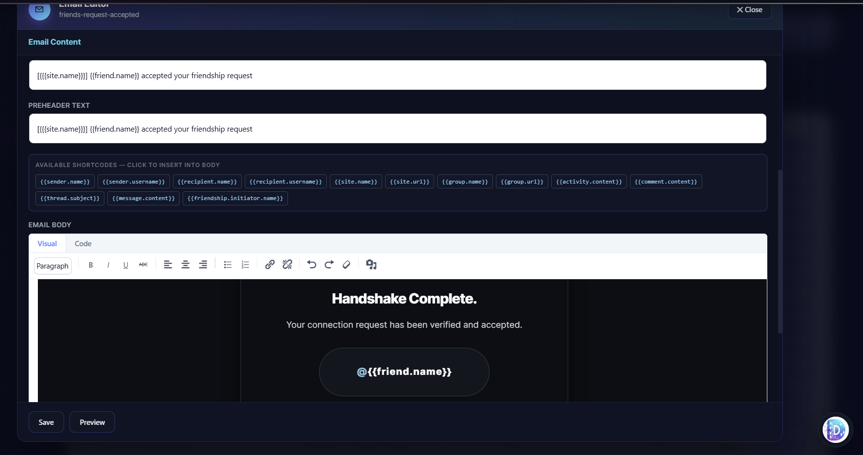 Friendship Confirmed Interface
