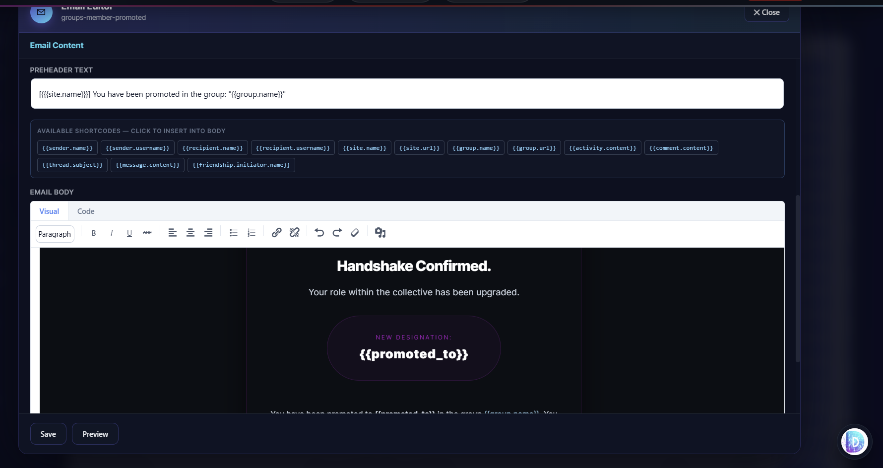 Member Promotion Notification