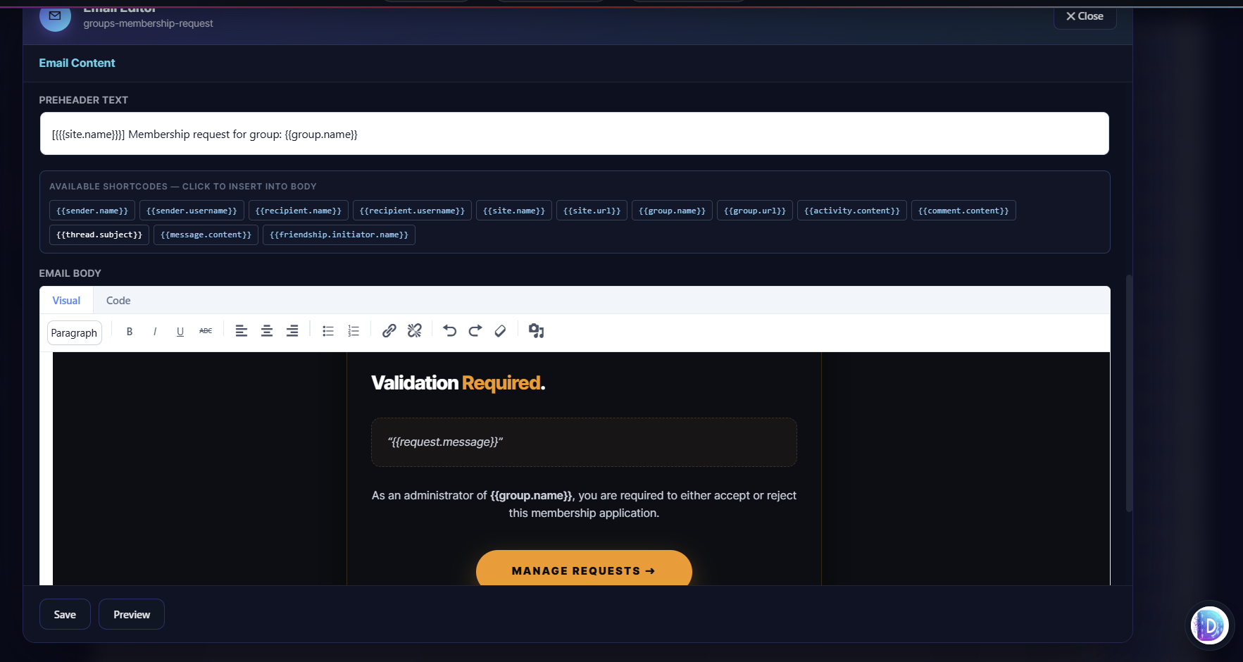 Group Request Interface