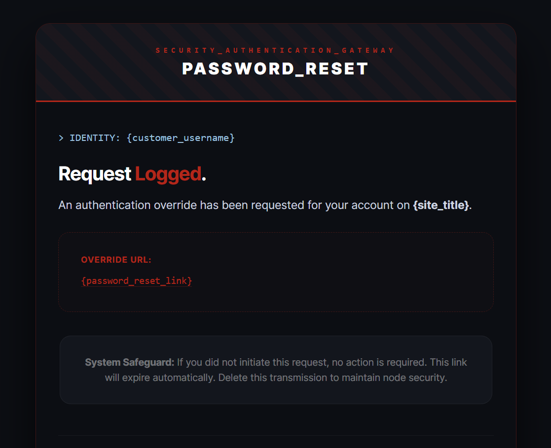 Password Reset Email