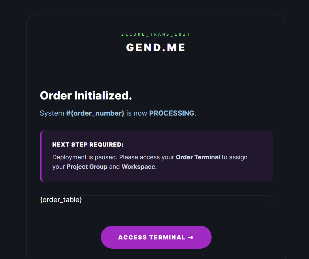 Customer Processing Notification Interface