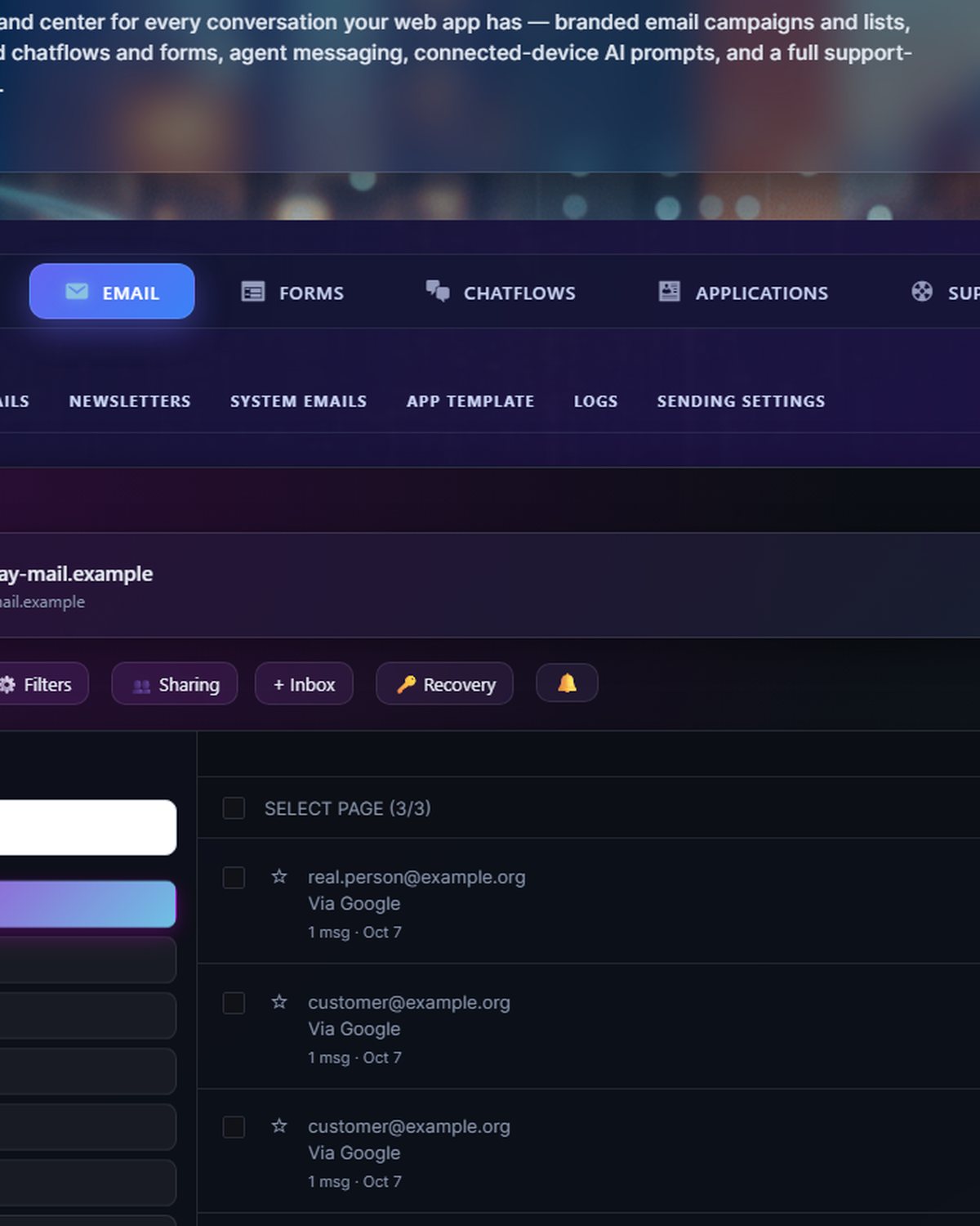 A closer look at the Talk Flows tabs.