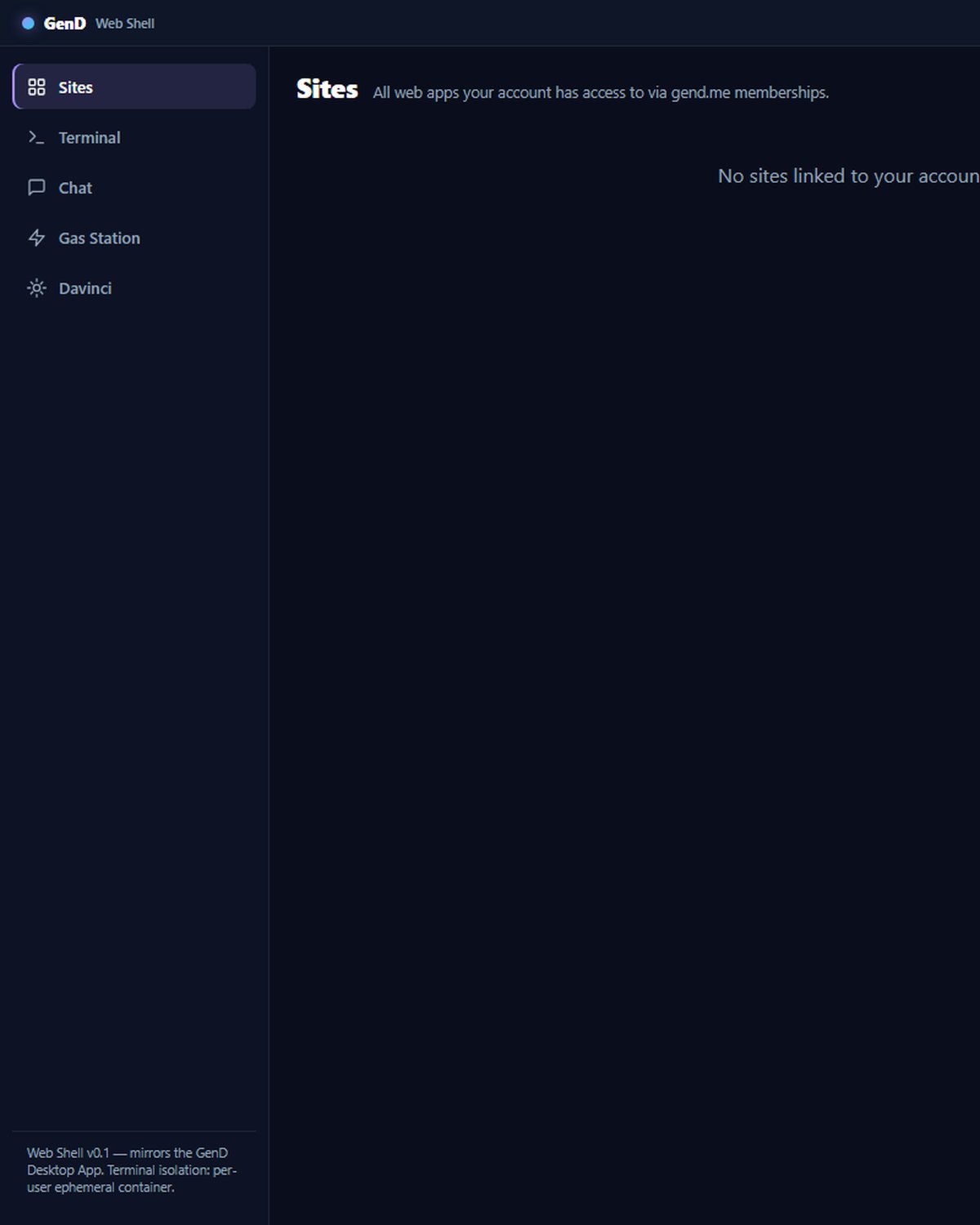 Sites, Terminal, Chat, Gas Station and Davinci in one place.