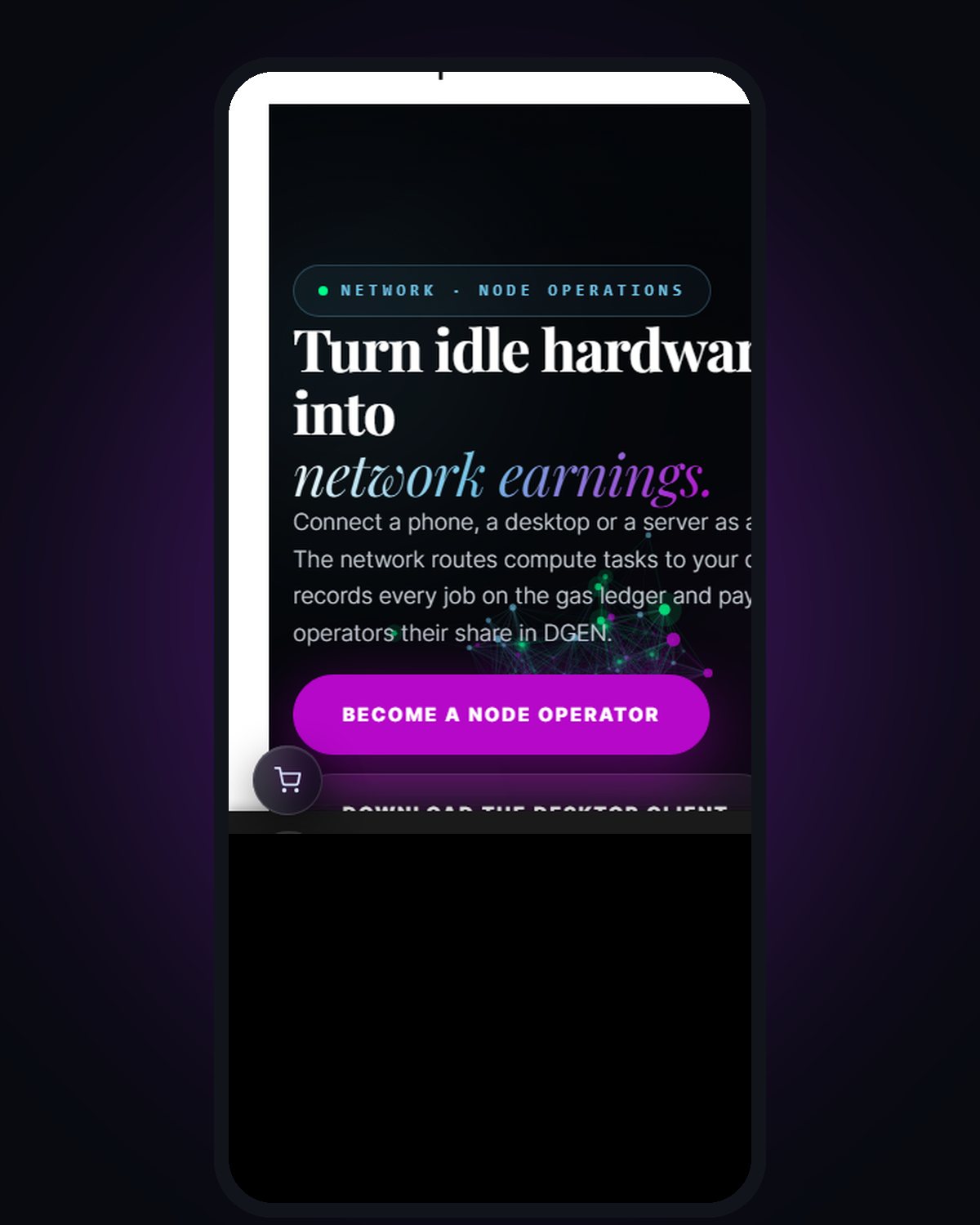 gend.me at phone width: the app wraps the same pages in a native shell.