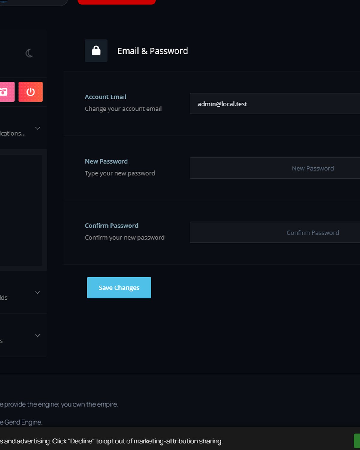 Email, password, notifications and the Privacy &amp; data controls on your profile.