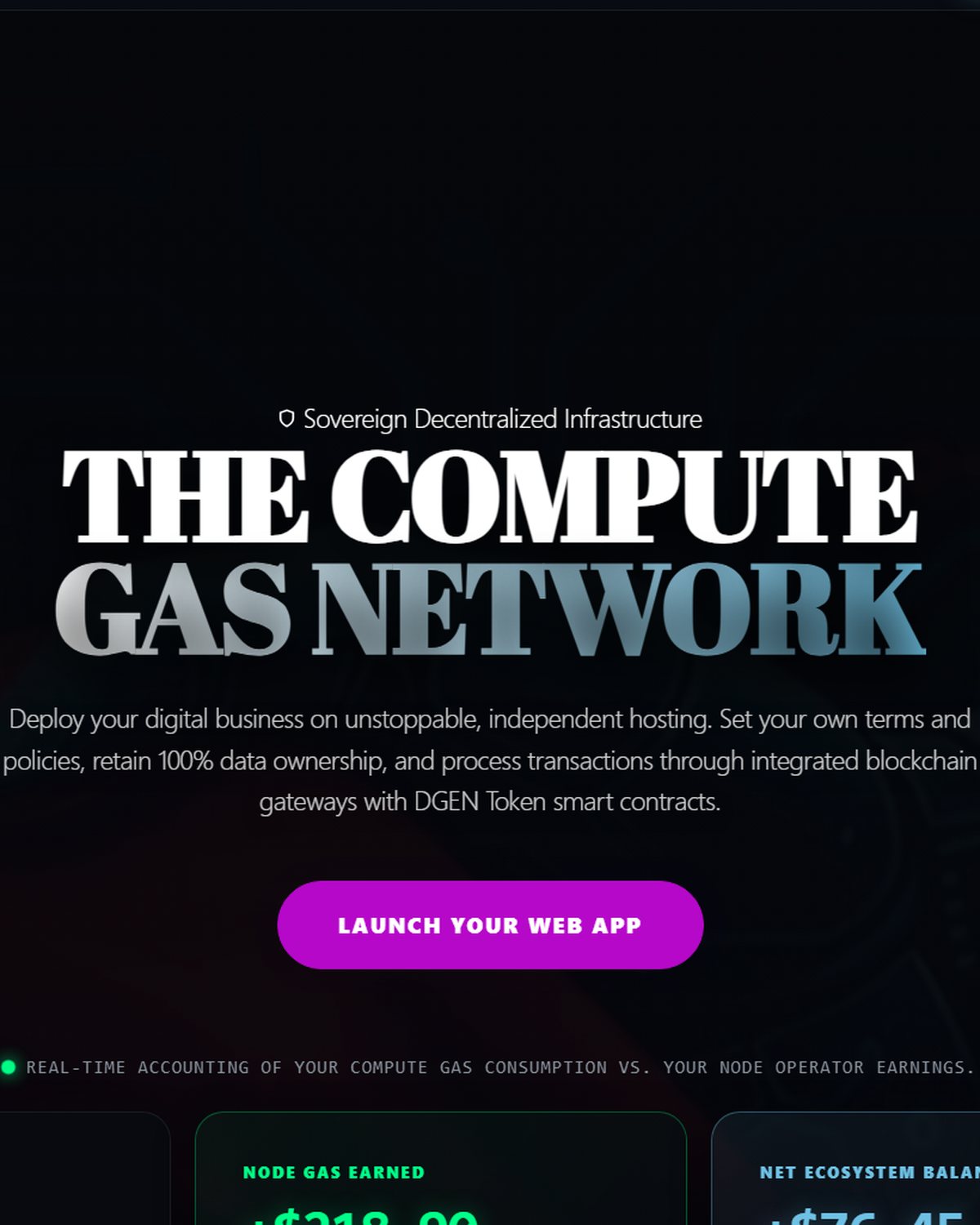 The Compute Gas Network: consume gas for your apps, earn gas from your nodes.